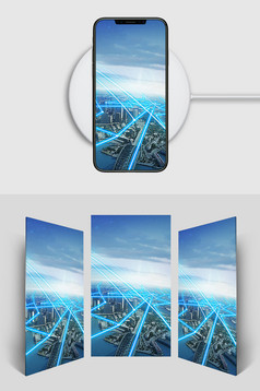 简约蓝色企业宣传的H5背景素材模板免费下载