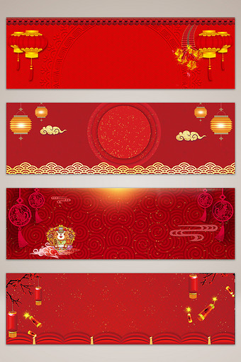 中国红新年banner海报背景图片
