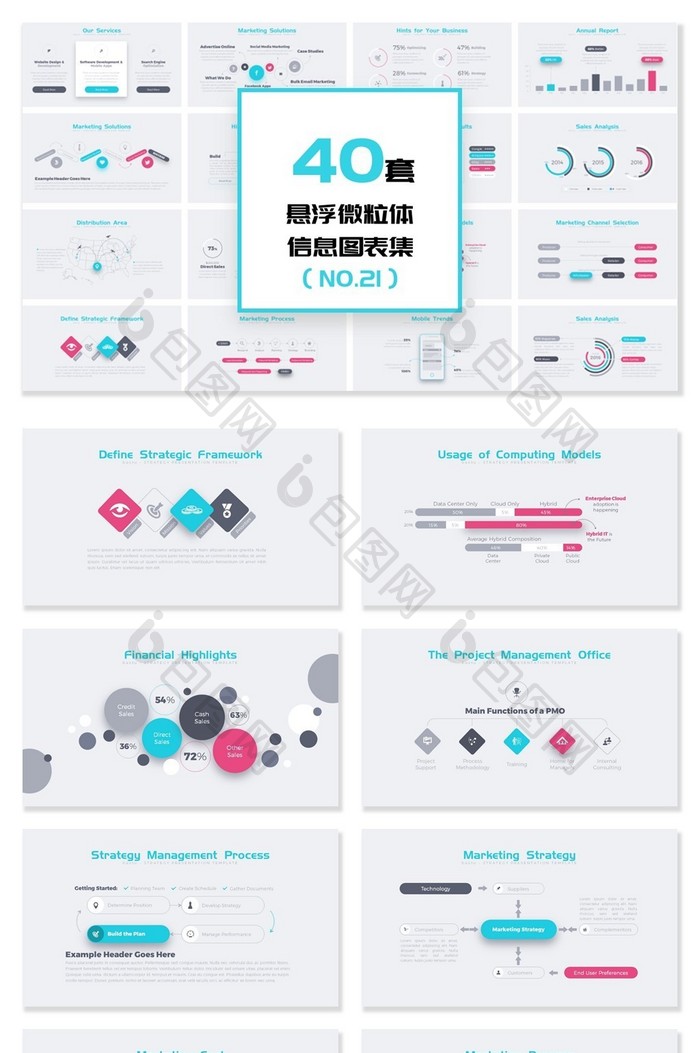 40套悬浮微粒体信息图表PPT模板图片图片