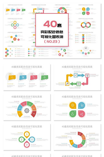 40套亮彩配色可视化PPT图表图片