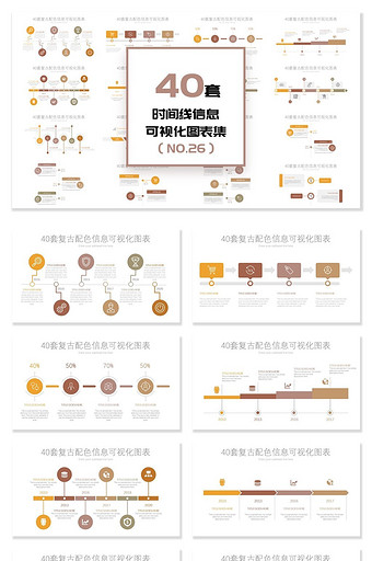 40套复古时间线PPT图表图片