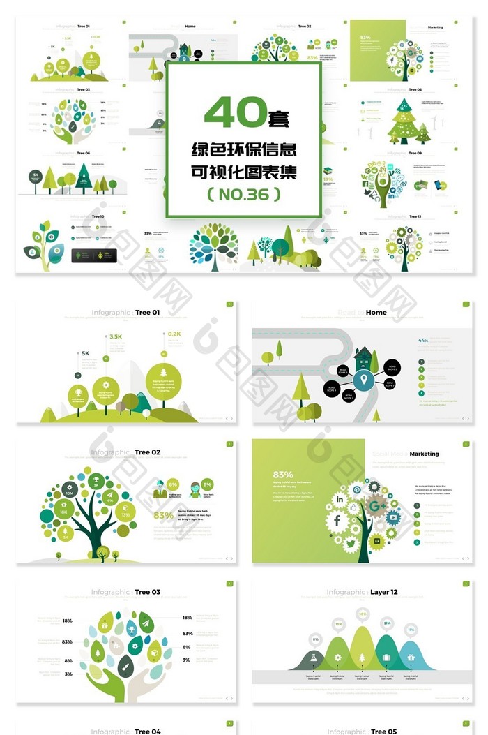 40套绿色环保信息可视化PPT图表图片图片