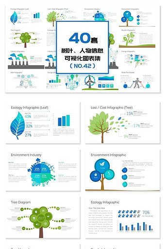 40套树叶人物信息可视化PPT图表