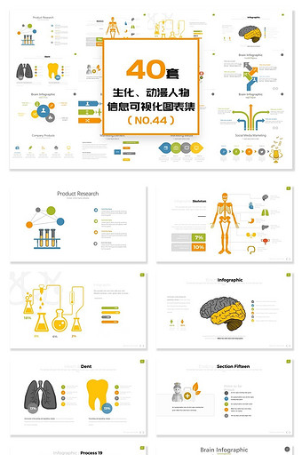 40套生化动漫人物信息可视化PPT图表图片