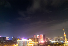 广东佛山电视塔地标建筑夜景航拍摄影图