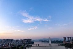广东惠州西湖落日彩霞航拍摄影图