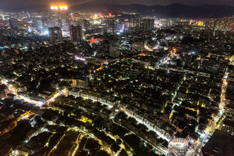 广东中山城市夜景万家灯火航拍摄影图