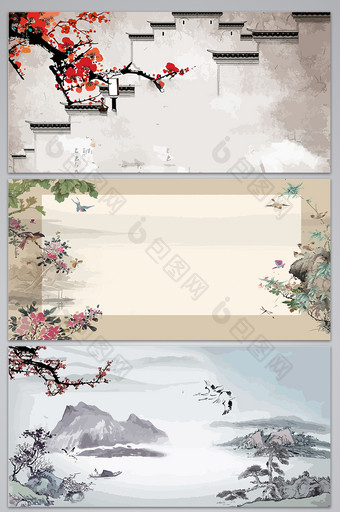 复古中国风手绘背景图图片