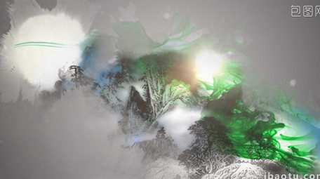 中国风山水水墨片头AE模