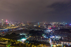 广州珠江两岸夜景灯光航拍摄影图