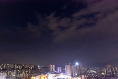 湖南郴州北湖公园夜景灯光航拍摄影图