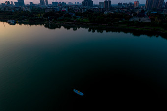 湖南湘潭湘江日落晚霞夕阳航拍摄影图