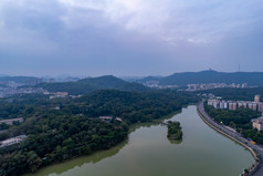 广东惠州西湖景区清晨航拍摄影图