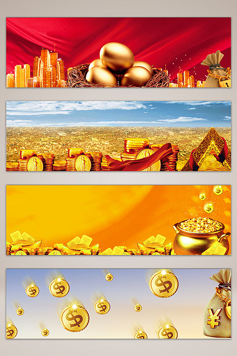商务金融金币金色海报banner背景图图片