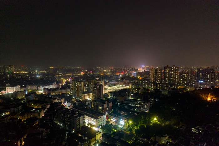 广东阳江百利广场夜景灯光航拍摄影图