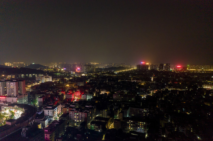 广东阳江百利广场夜景灯光航拍摄影图