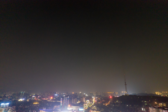 广东阳江百利广场夜景灯光航拍摄影图