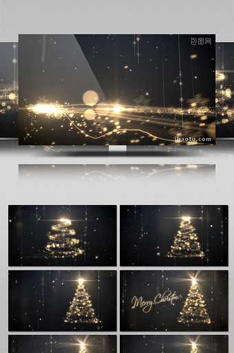粒子光束路径环绕圣诞树动画片头AE模板图片
