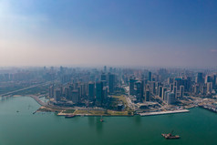 广东湛江广州湾高楼建筑航拍摄影图