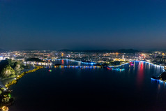 广东肇庆七星山夜景城市夜景航拍摄影图