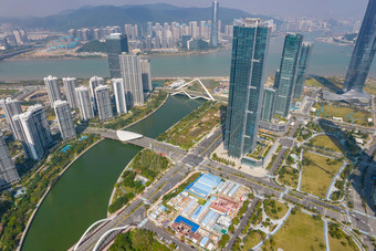 广东珠海<strong>横琴</strong>金融中心商务建筑航拍摄影图