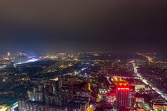 钦州城市夜景灯光交通房屋夜景航拍摄影图