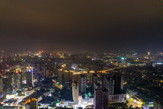 钦州城市夜景灯光交通房屋夜景航拍摄影图