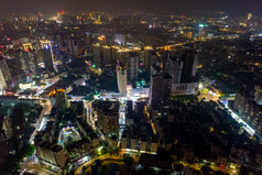 钦州城市夜景灯光交通房屋夜景航拍摄影图