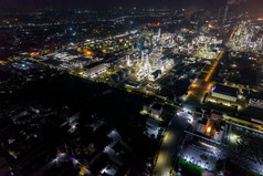 中石化工厂夜景灯光航拍摄影图