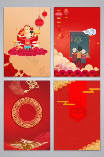 扁平化中国风新春背景设计图图片