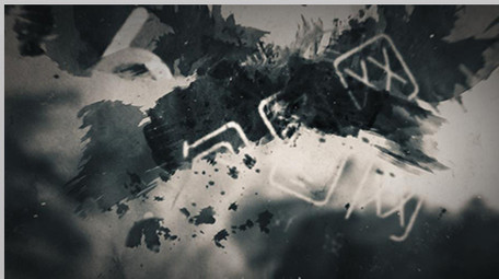 中国复古水墨风标志片头晕染AE模板