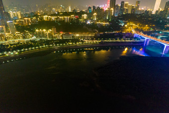 <strong>重庆长江大桥</strong>城市夜景灯光航拍摄影图