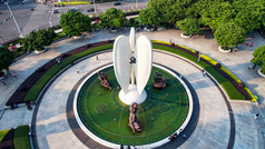 广西北海北部湾广场雕塑航拍