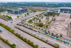 广西钦州东站周边建筑交通航拍摄影图