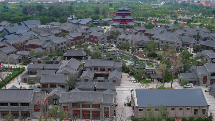 河北沧州南川楼历史文化古建筑航拍风景