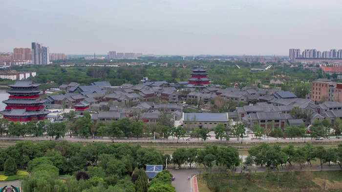 河北沧州南川楼历史文化古建筑航拍风景