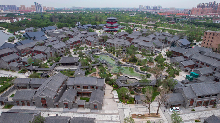 河北沧州南川楼历史文化古建筑航拍风景