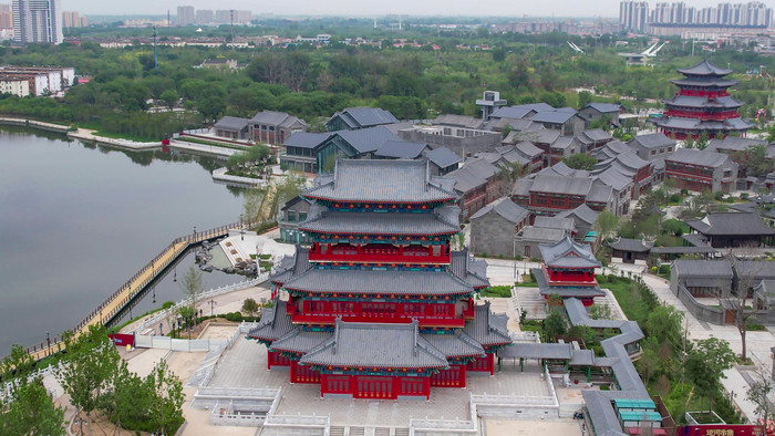 河北沧州南川楼历史文化古建筑航拍风景