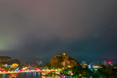 柳州文惠桥城市夜景灯光航拍摄影图