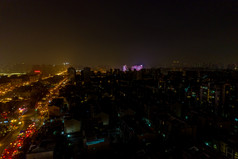 西安大唐不夜城夜景灯光航拍摄影图