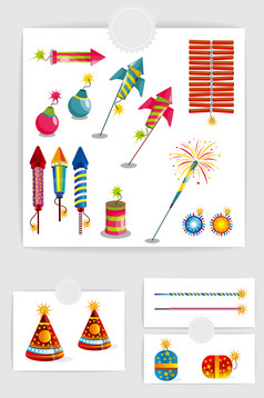 矢量卡通可爱烟花爆竹