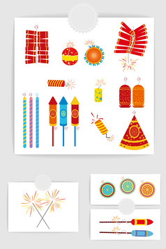 矢量卡通可爱烟花爆竹