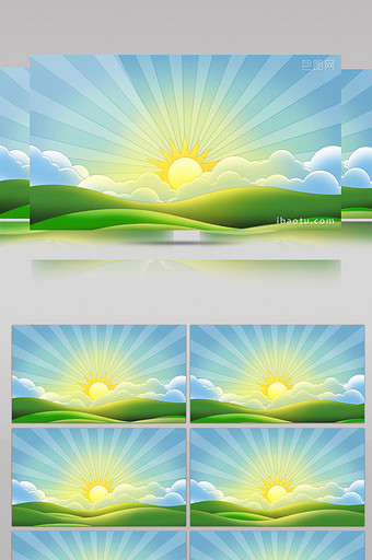 卡通太阳升起背景视频图片