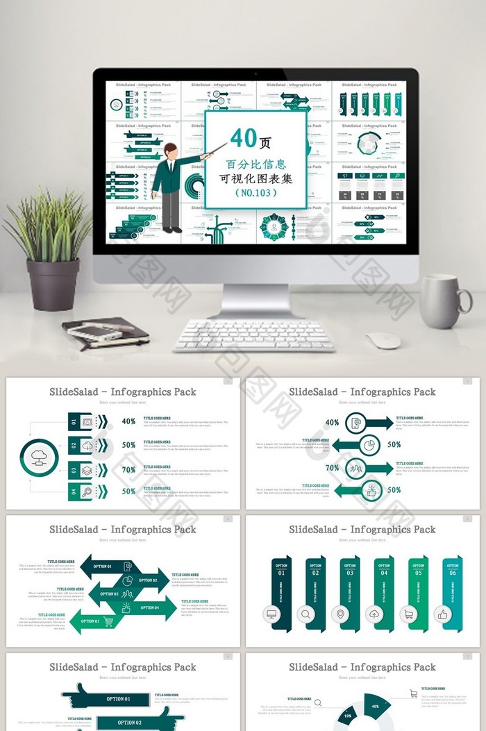 40页百分比信息可视化PPT图表