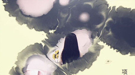 优雅水墨缓慢晕染着泛黄的图文相册AE模板