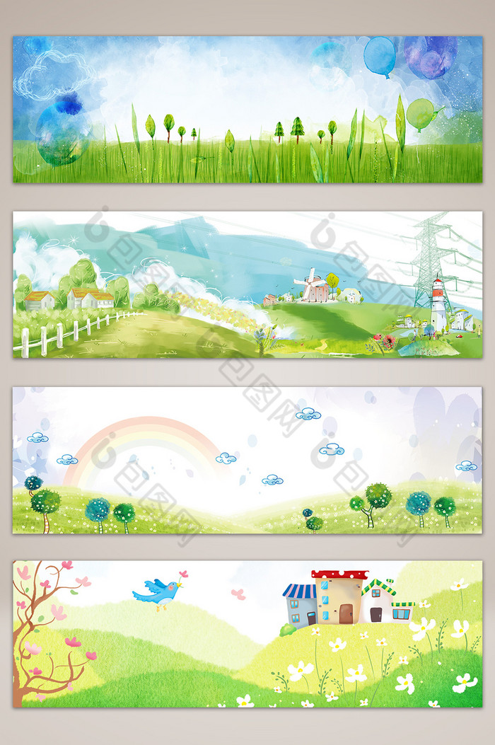 春季风景banner海报图片图片