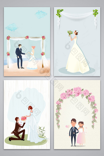 矢量手绘情人节婚礼求婚浪漫海报背景图图片
