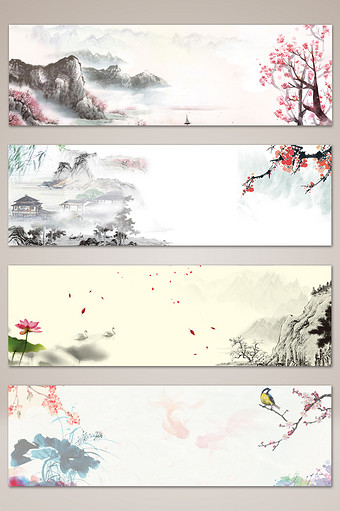 手绘中国风民族古典banner海报背景图片