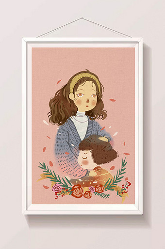 文艺清新妇女节母亲节主题插画图片
