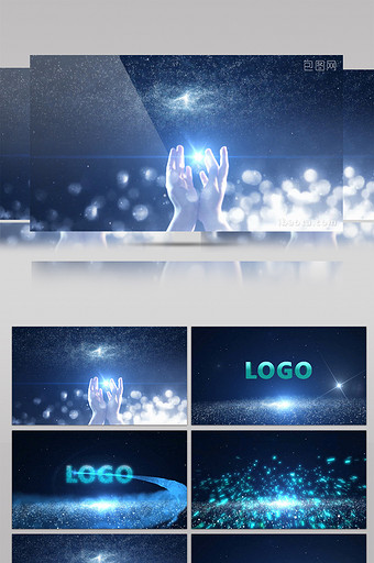震撼粒子双手科技展示logo演绎AE模板图片